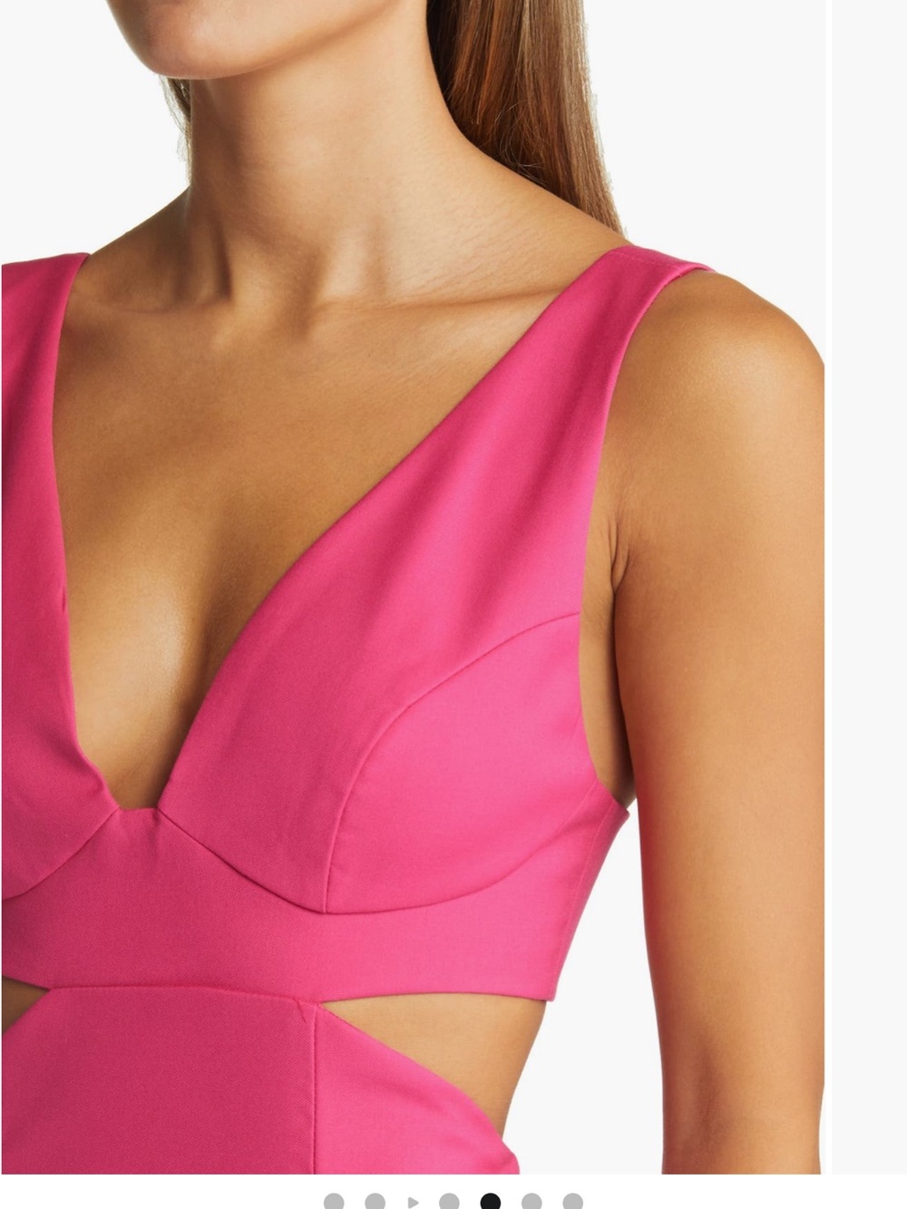 Bardot Hot Pink V-Neck Midi Dress with Cutout